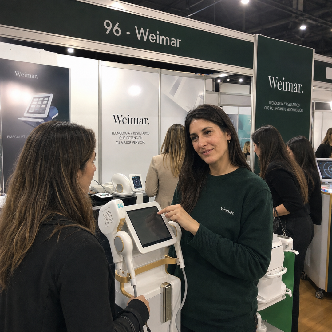 Asesoramiento sobre aparatologia en el stand de Weimar Estetica